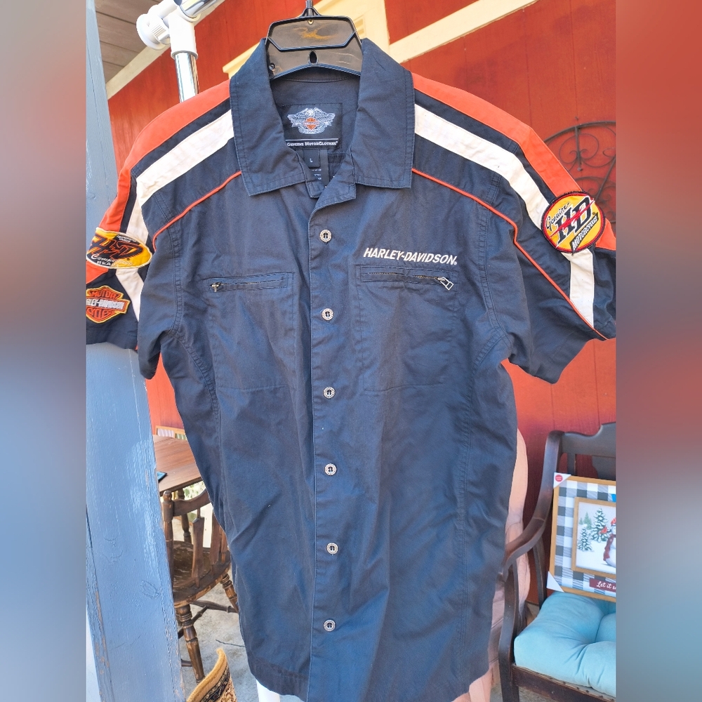 Harley-Davidson Men's Black and White Casual Shirt